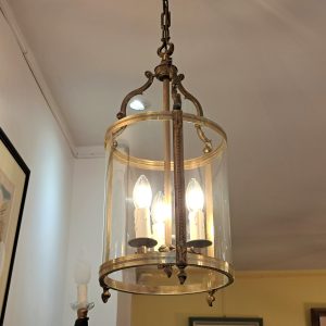 Lanterne de vestibule 3 feux en bronze doré - Diamètre 25 cm